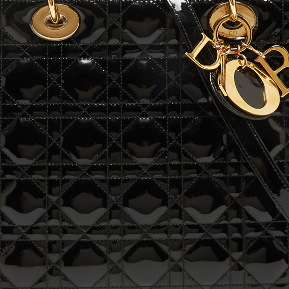 DIOR Black Cannage Patent Leather Large Lady  Tote - Picture 5 of 8